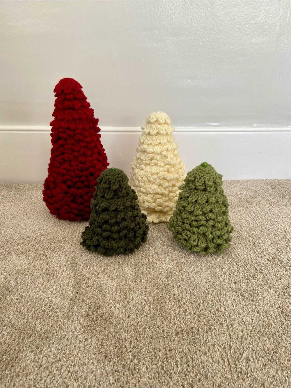 Handmade Crochet Christmas Trees Set of 4